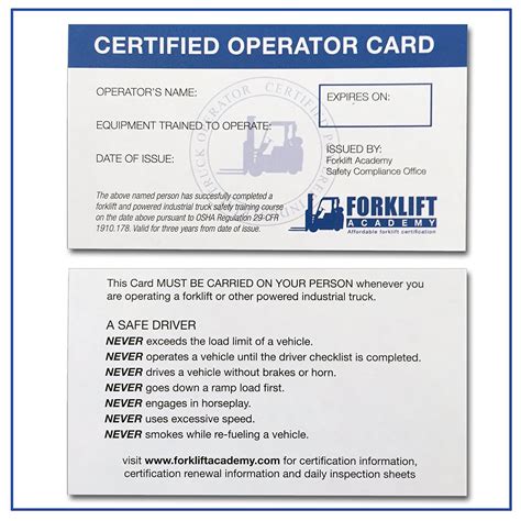 Forklift Wallet Card Template